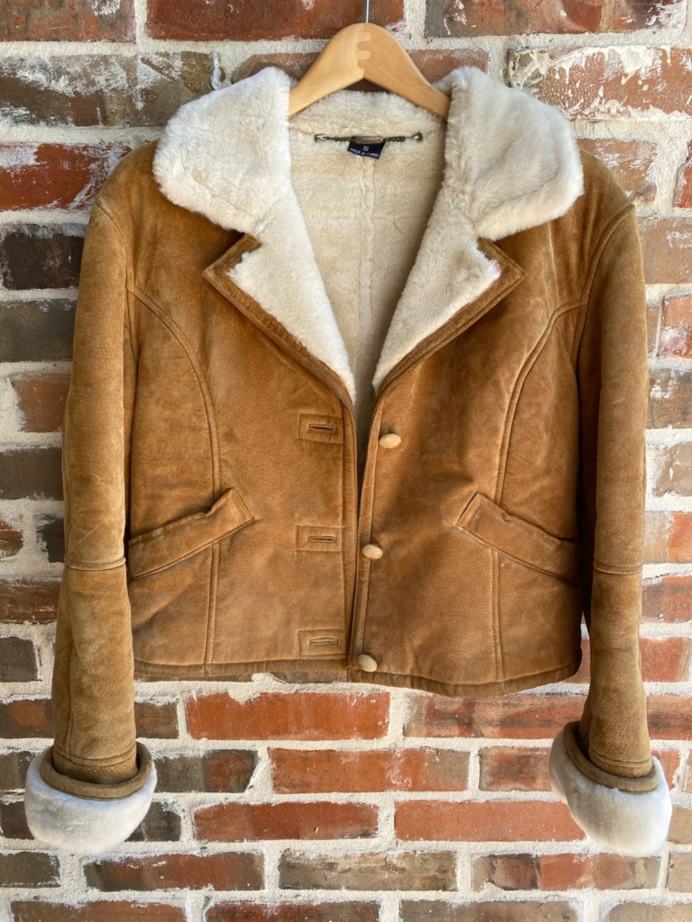 Gallery Vintage Tan Suede jacket with faux shearling lining